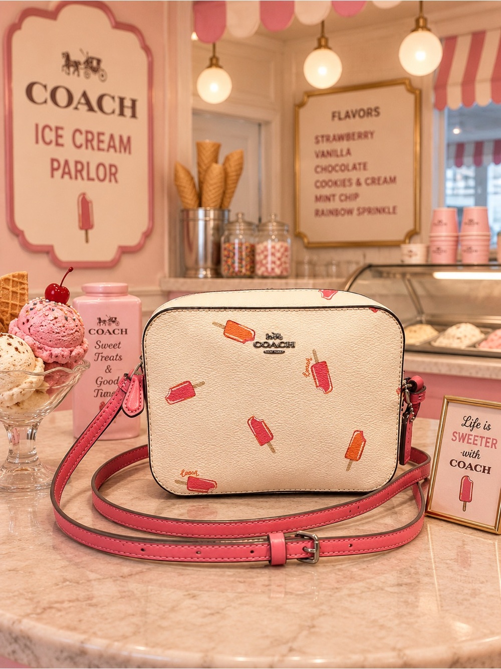 Coach Popsicle Print Mini Camera Crossbody Bag W/ Coach Satin Dust Bag EUC - Picture 3 of 14